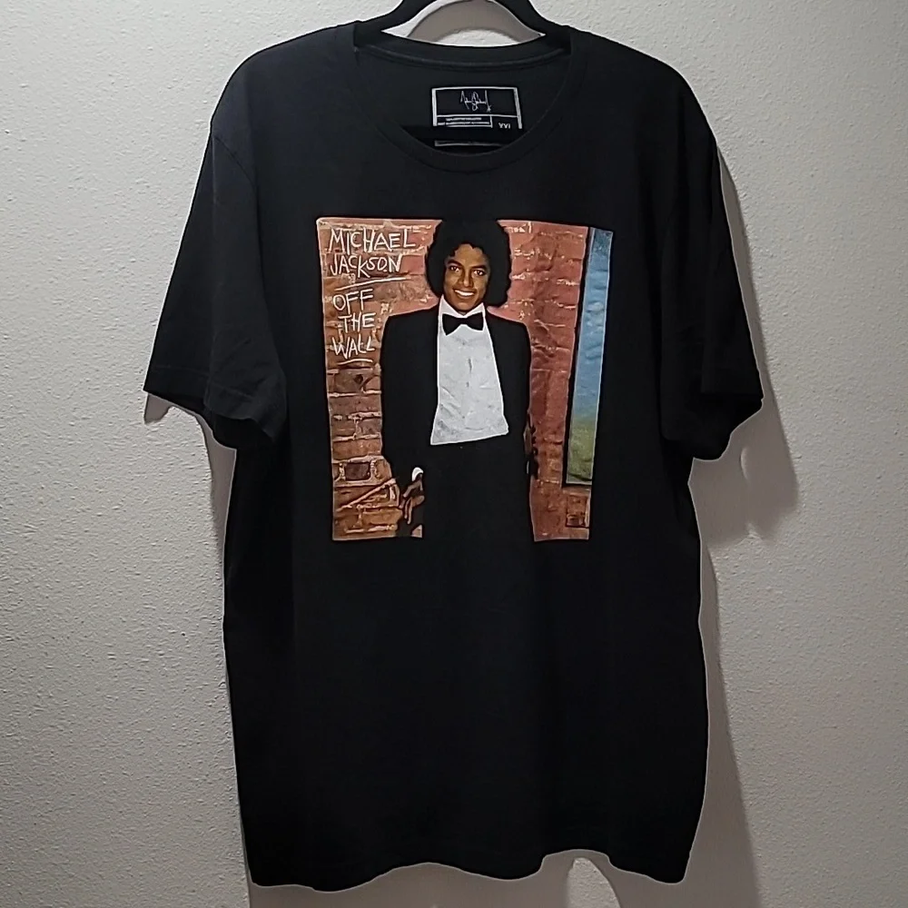 MICHAEL JACKSON BLACK OFF THE WALL OVERSIZED SHORT SLEEVE CREWNECK BAND TEE 2X - Picture 2 of 4
